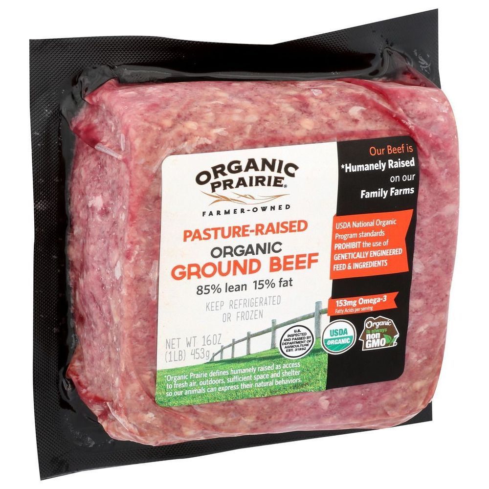 Organic Prairie Organic 85 Percent Lean Ground Beef, 16 Ounce -- 8 Per Case