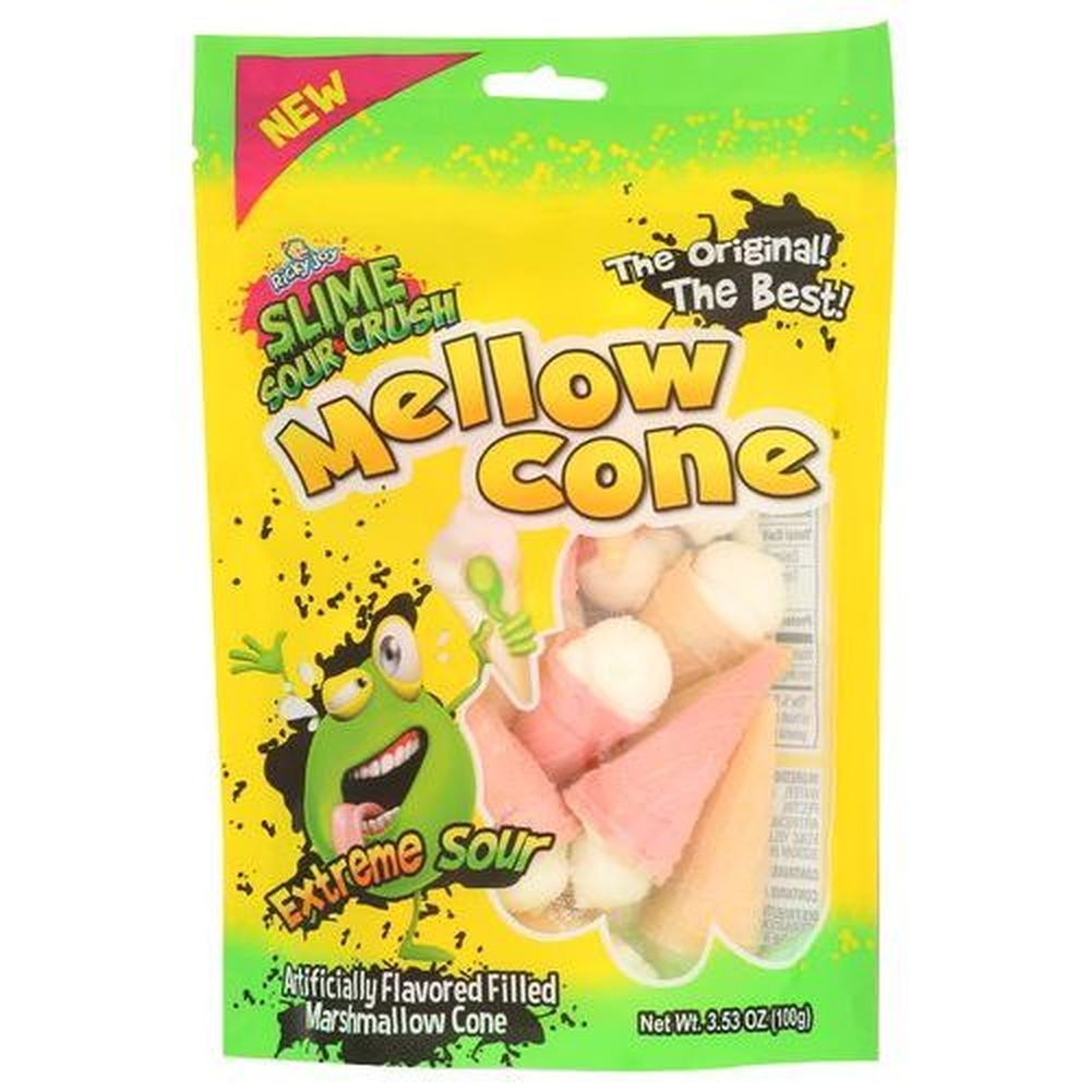 Ricky Joy Mellow Cones Extreme Slime Sour Crush Candy, 3.53 Ounce -- 18 Per Case