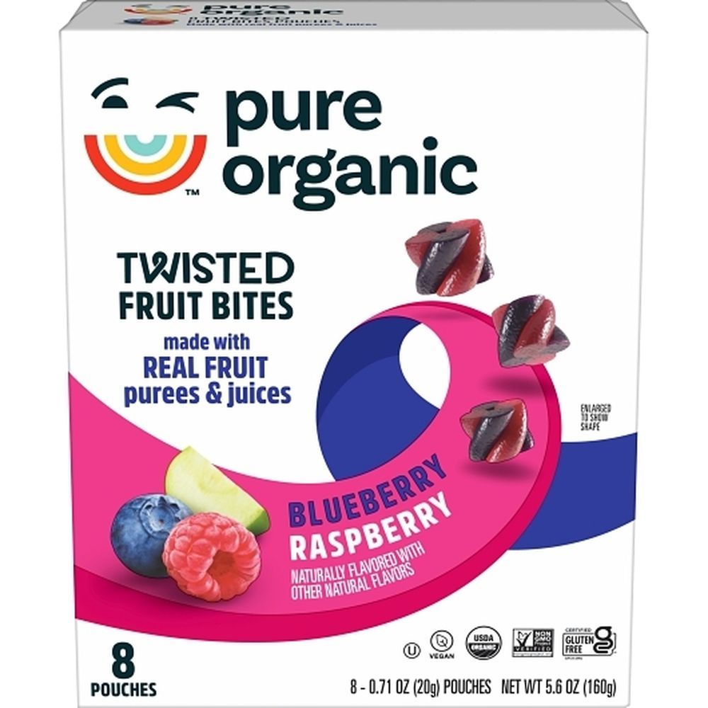 Pure Organic Blueberry Raspberry Twisted Fruit Bites, 0.7 Ounce -- 72 Per Case