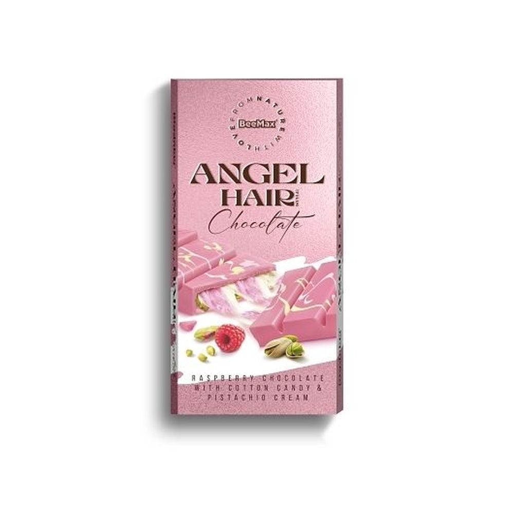 Beemax Angel Hair Raspberry Chocolate With Cotton Candy And Pistachio Cream Bar, 6 Ounce -- 36 Per Case