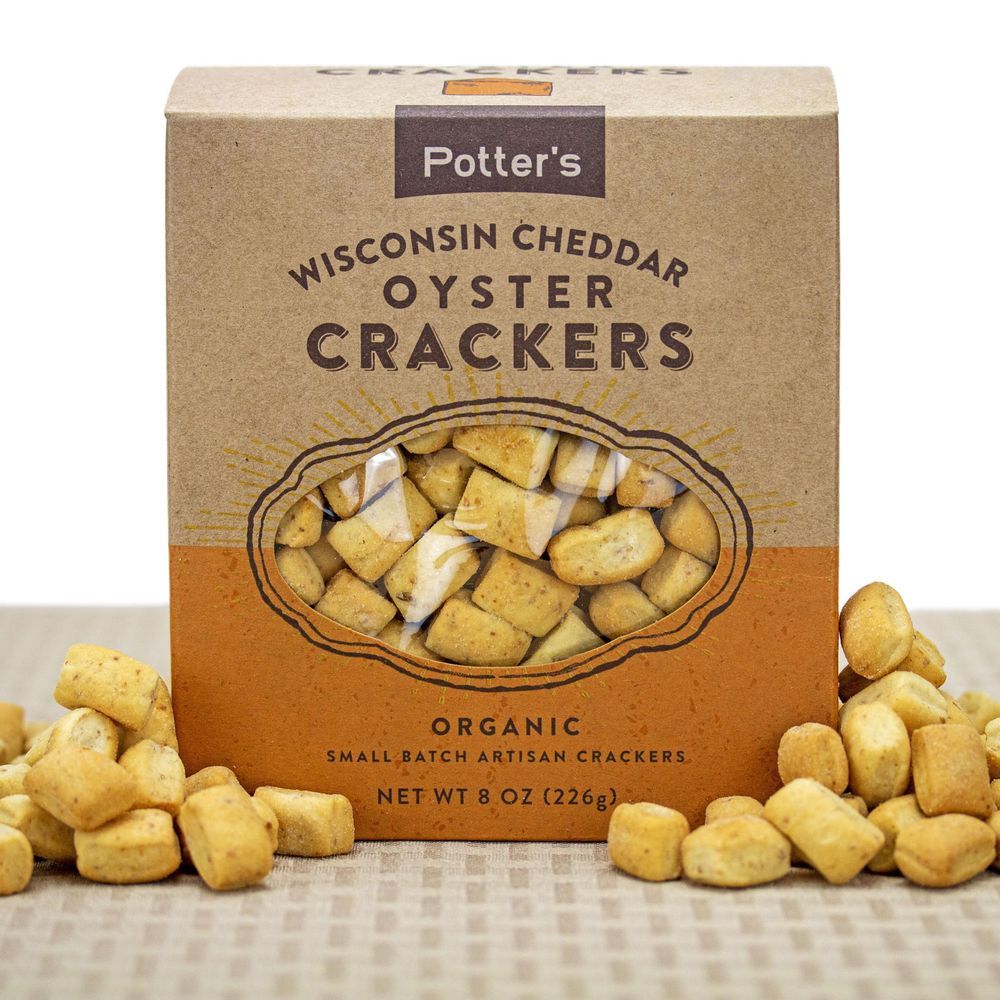 Potters Organic Wisconsin Cheddar Oyster Crackers, 8 Ounce -- 12 Per Case