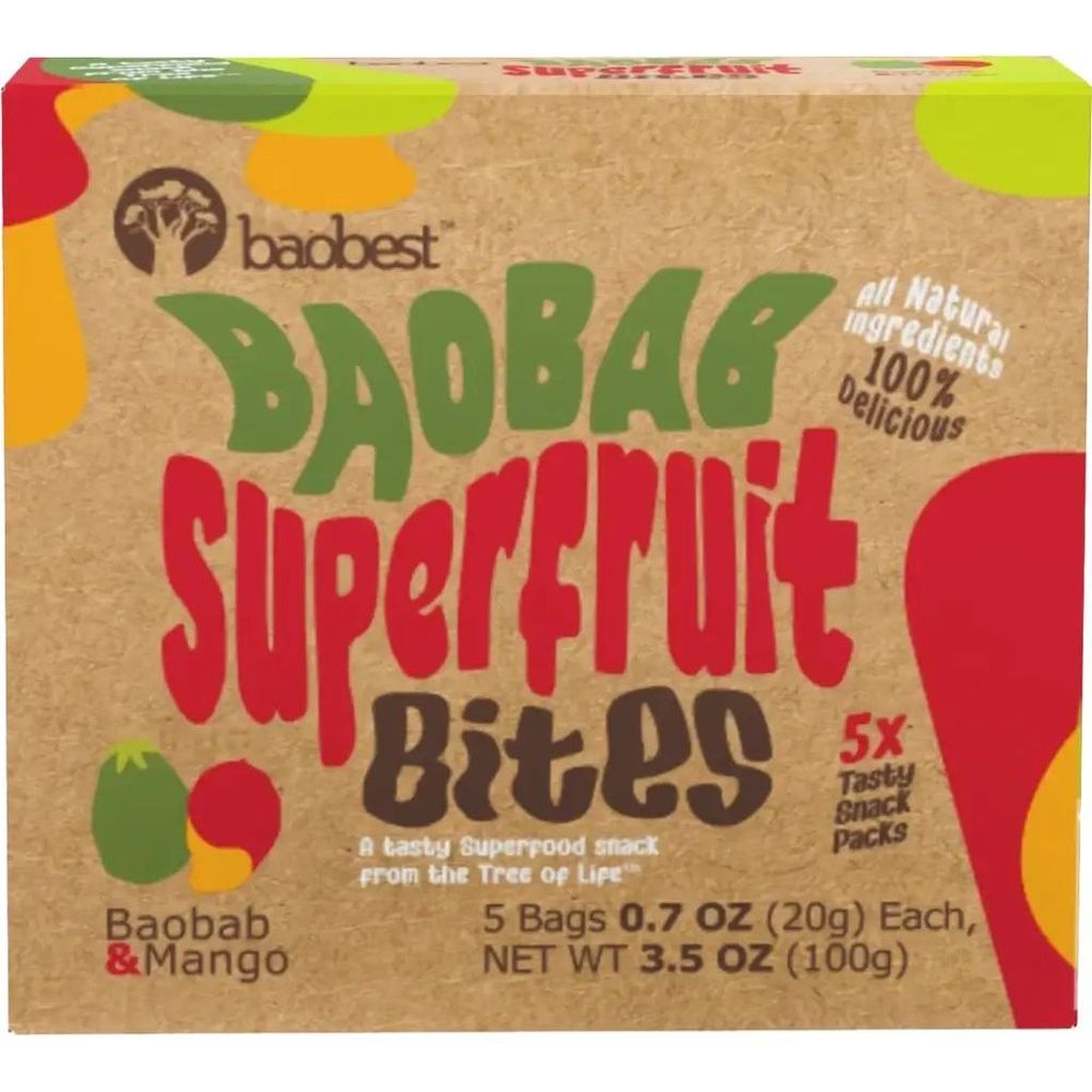 Baobest Superfruit Bites - Baobab Chews Mango Snack Pack, 3.5 Ounce -- 6 Per Case