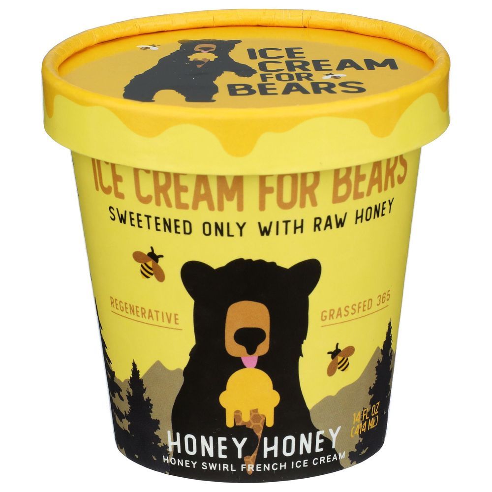 Ice Cream For Bears Honey Honey Swirl Ice Cream, 14 Fluid Ounce -- 8 Per Case