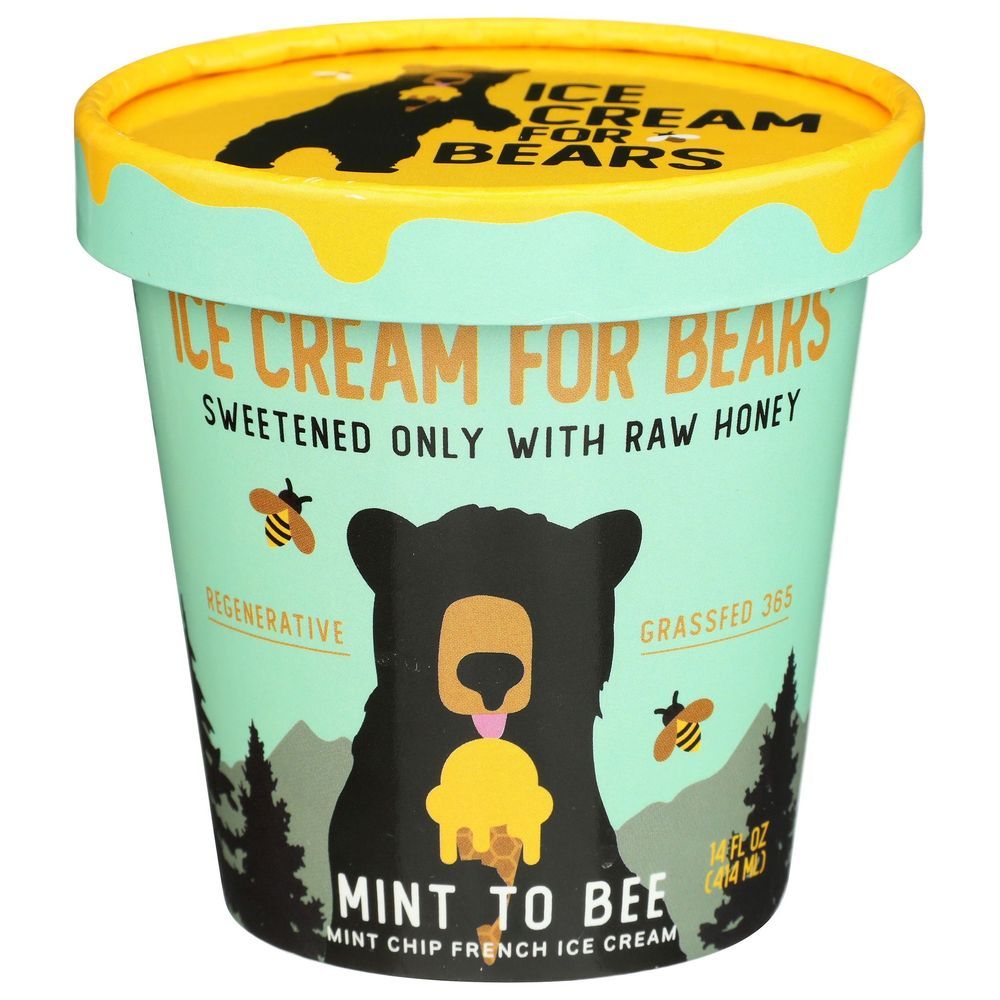 Ice Cream For Bears Mint To Bee Mint Chip Ice Cream, 14 Fluid Ounce -- 8 Per Case