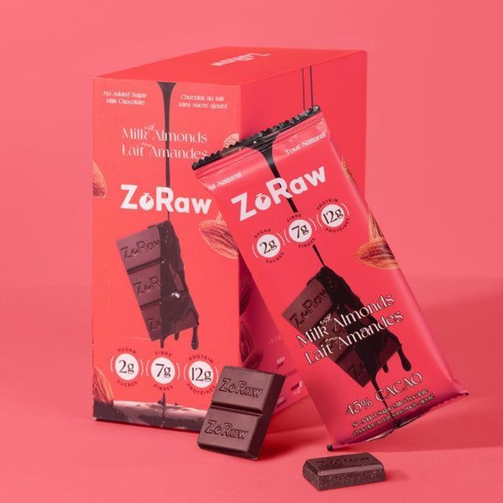 Zoraw Protein Almond Milk Chocolate Bar, 1.8 Ounce -- 12 Per Case