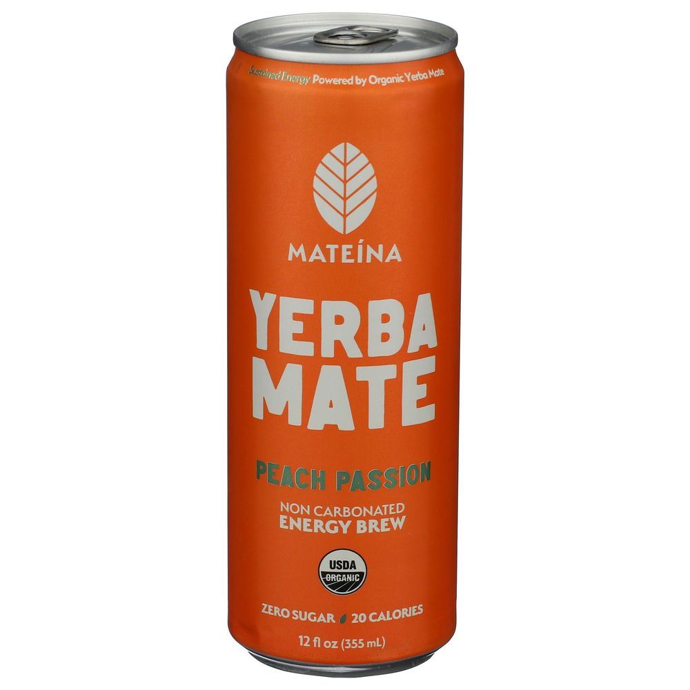 Mateina Organic Peach Passion Yerba Mate Energy Brew, 12 Fluid Ounce -- 12 Per Case