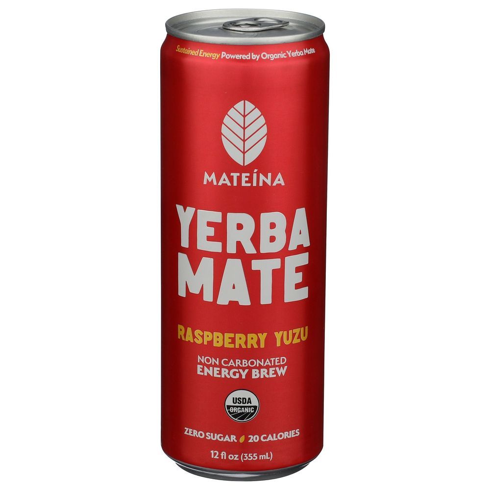 Mateina Organic Raspberry Yuzu Yerba Mate Energy Brew, 12 Fluid Ounce -- 12 Per Case