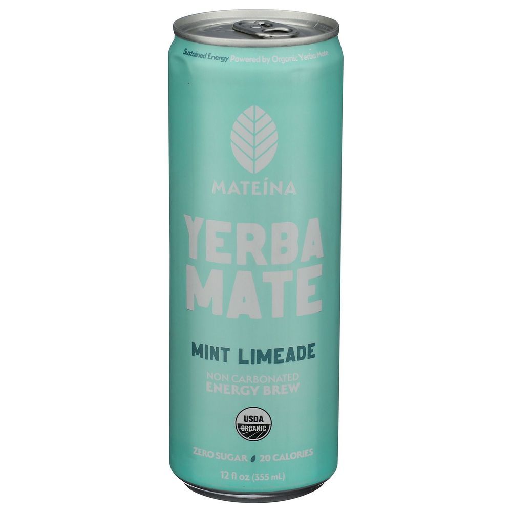 Mateina Organic Mint Limeade Yerba Mate Energy Brew, 12 Fluid Ounce -- 12 Per Case