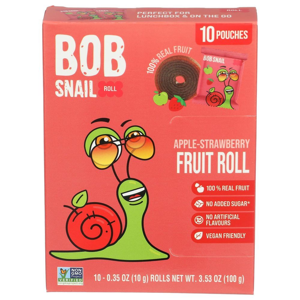 Bob Snail Apple Strawberry Fruit Rolls, 10 Count -- 5 Per Case