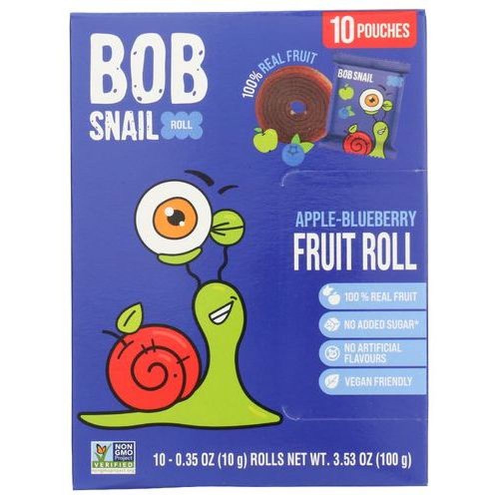 Bob Snail Apple Blueberry Fruit Rolls, 10 Count -- 5 Per Case