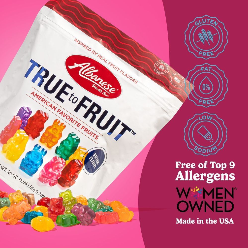 Albanese True To Fruit American Favorite Fruits Gummi Bears Candy, 25 Ounce -- 4 Per Case