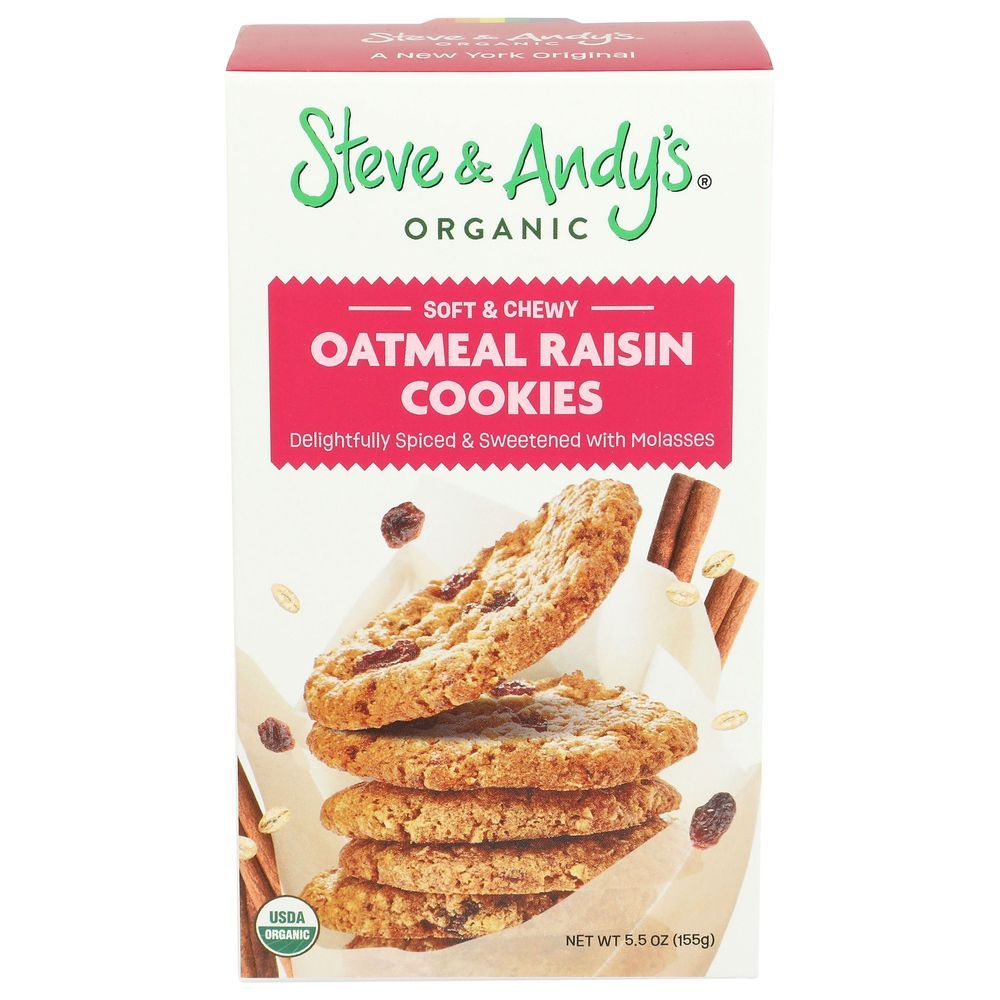 Steve & Andy's Organic Soft And Chewy Oatmeal Raisin Cookies, 5.5 Ounce -- 6 Per Case