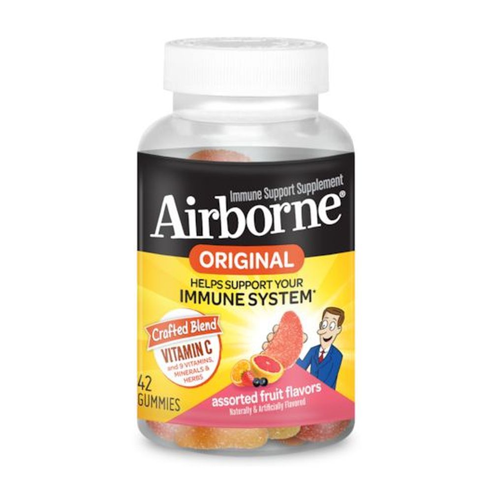 Airborne Original Assorted Fruit Flavored Gummies, 42 Count -- 12 Per Case
