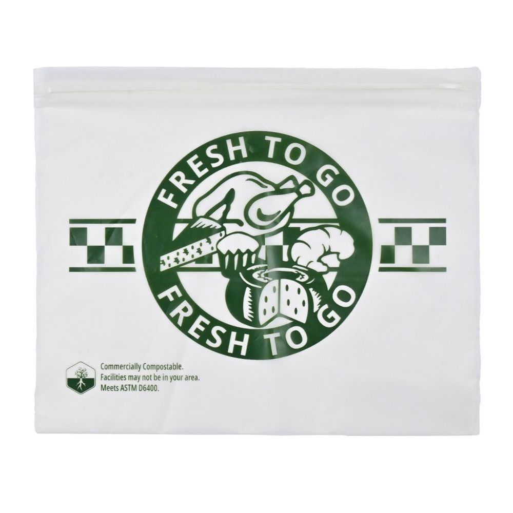 Elkay Plastics Fresh To Go Printed Compostable Zipper Saddle Pack Deli Bag, 10 X 8 Inch -- 1000 Per Case