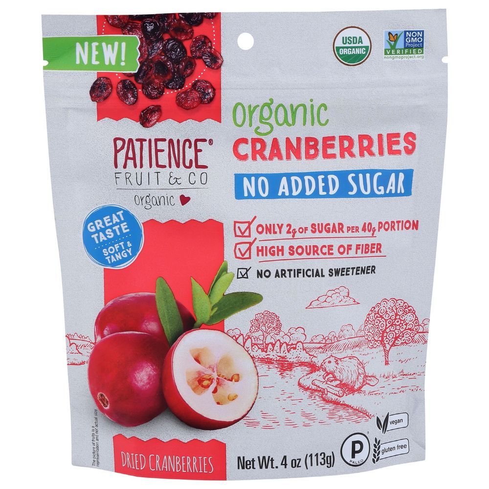 Patience Fruit & Co Organic Dried Cranberries, 4 Ounce -- 10 Per Case