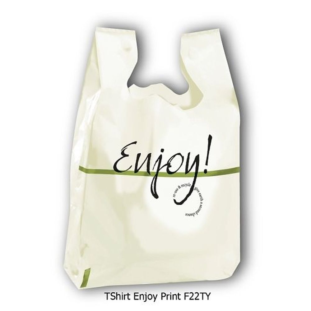 Command Packaging Enjoy Logo Light Ivory Carry Out Bag, 12 X 9 X 23 Inch -- 1000 Per Case