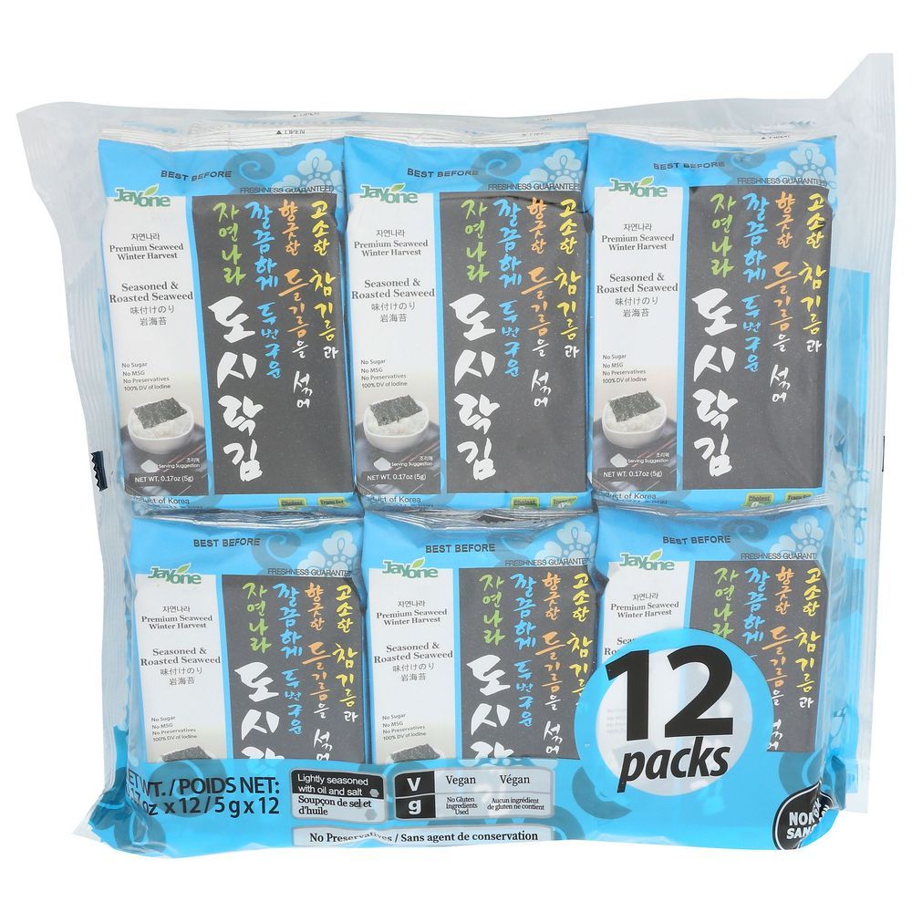 Jayone Seasoned And Roasted Seaweed Snacks, 2.04 Ounce -- 8 Per Case