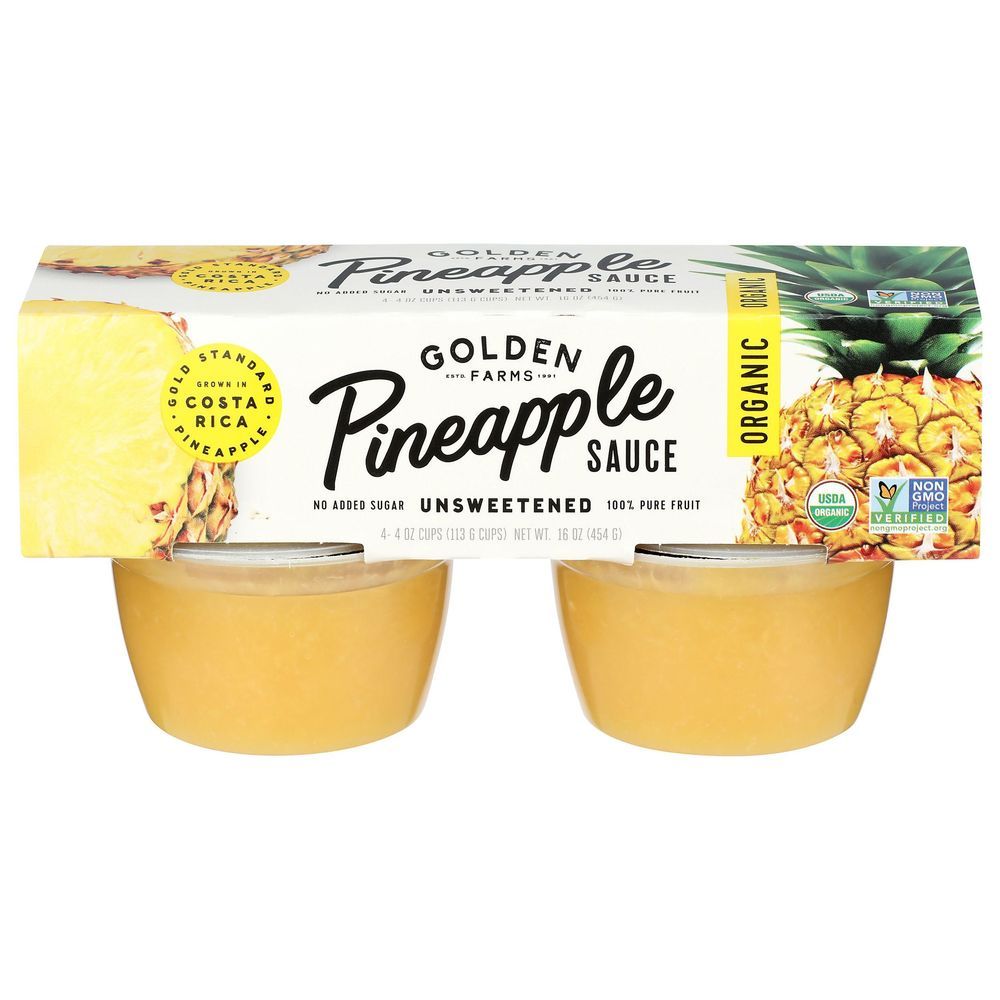 Golden Farms Organic Unsweetened Pineapple Sauce Cup, 16 Ounce -- 9 Per Case