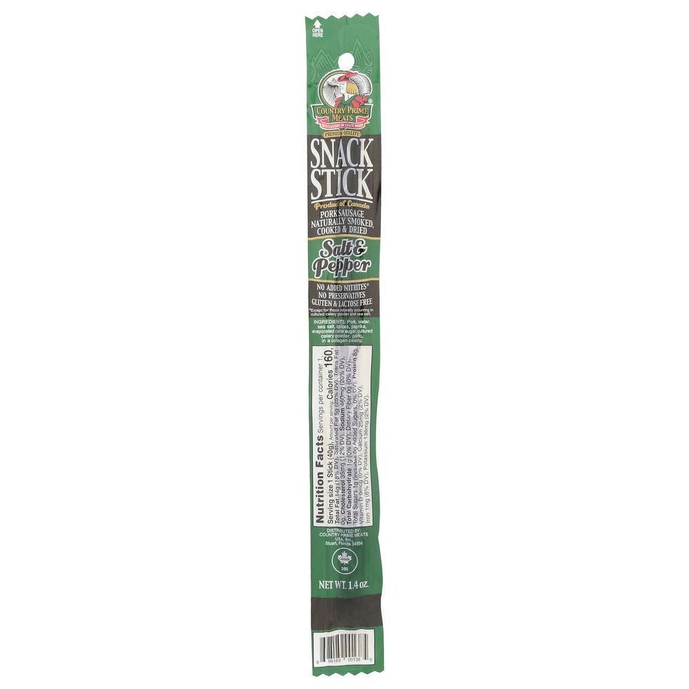 Country Prime Meats Salt And Pepper Snack Stick, 1.4 Ounce -- 25 Per Case