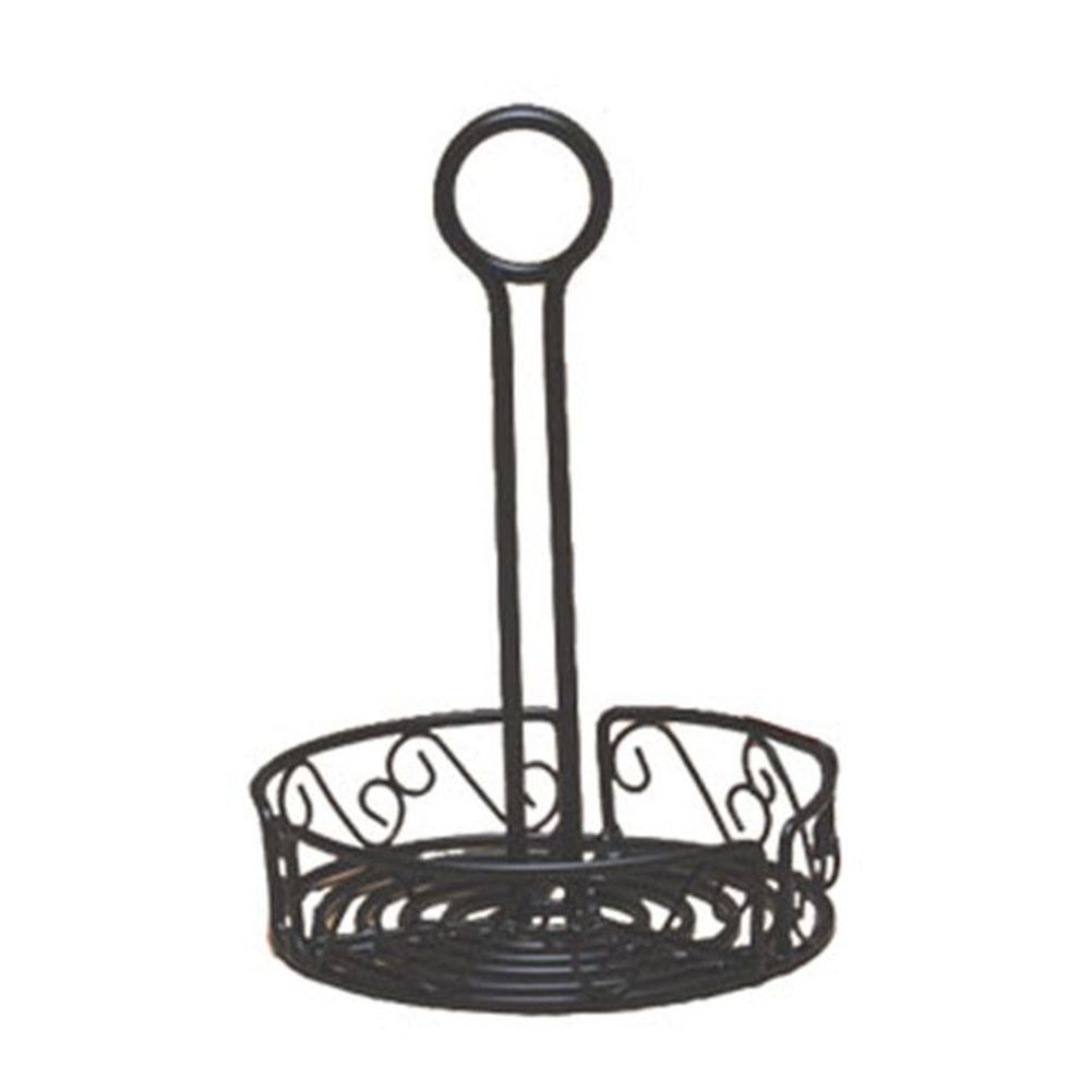 American Metalcraft Black Wrought Iron Scroll Design Condiment Rack, 7 1/2 Inch