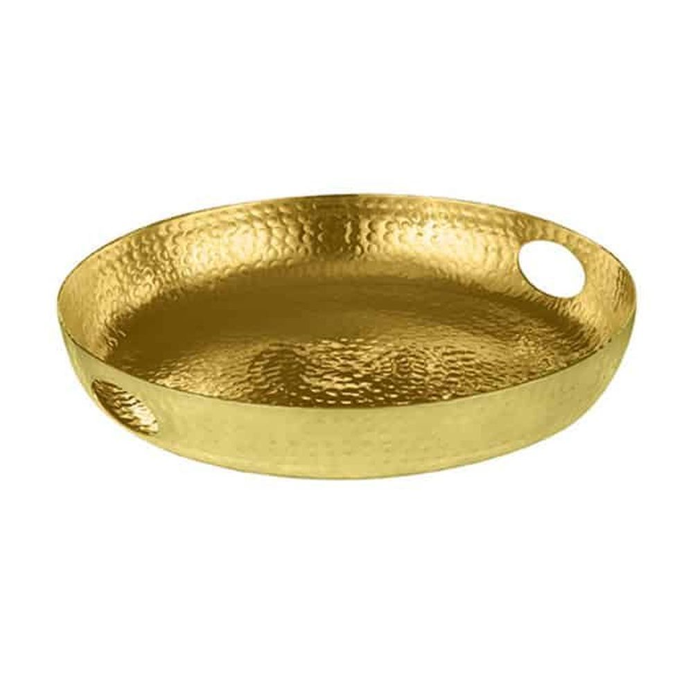 American Metalcraft Gold Hammered Aluminum Beverage Tray, 16 Inch Dia. X 2-3/4 Inch Height