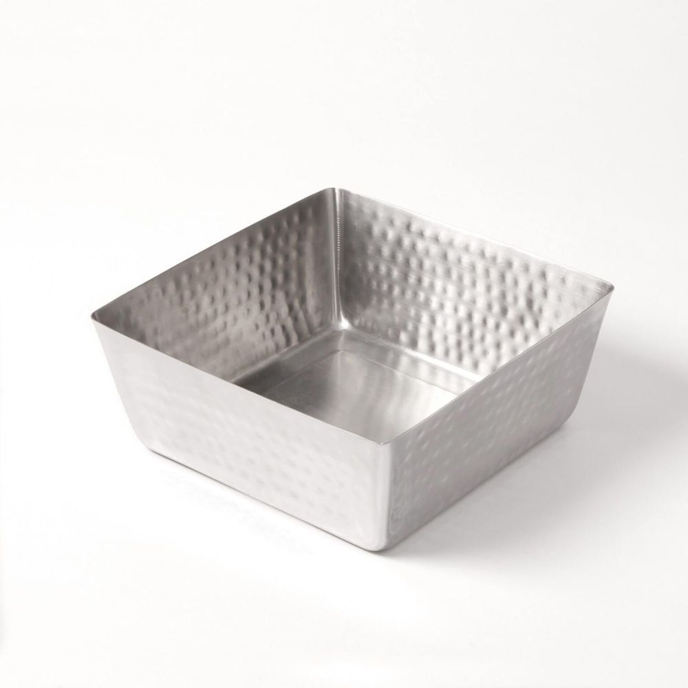 American Metalcraft Hammered Stainless Steel 146 Ounce Square Bowl, 9-1/2 X 3-3/4 Inch