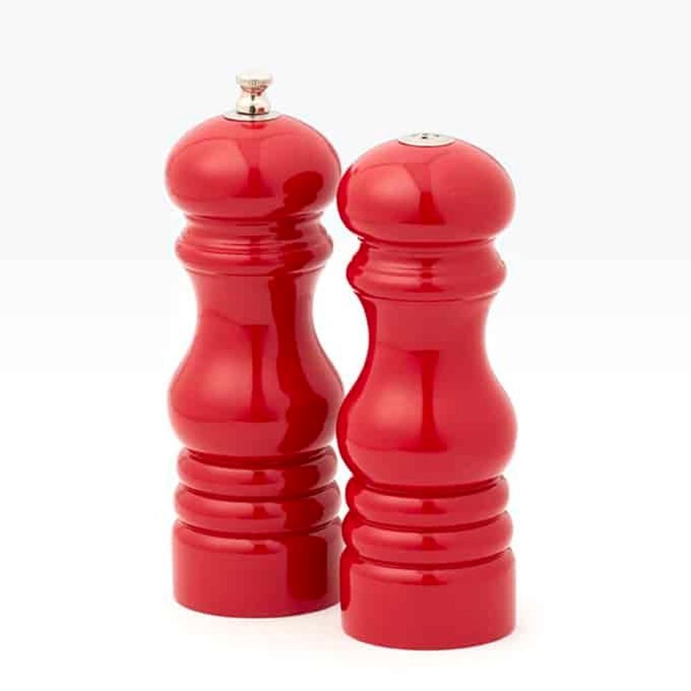 American Metalcraft Red Wooden Salt And Pepper Mill Set, 6 Inch Height
