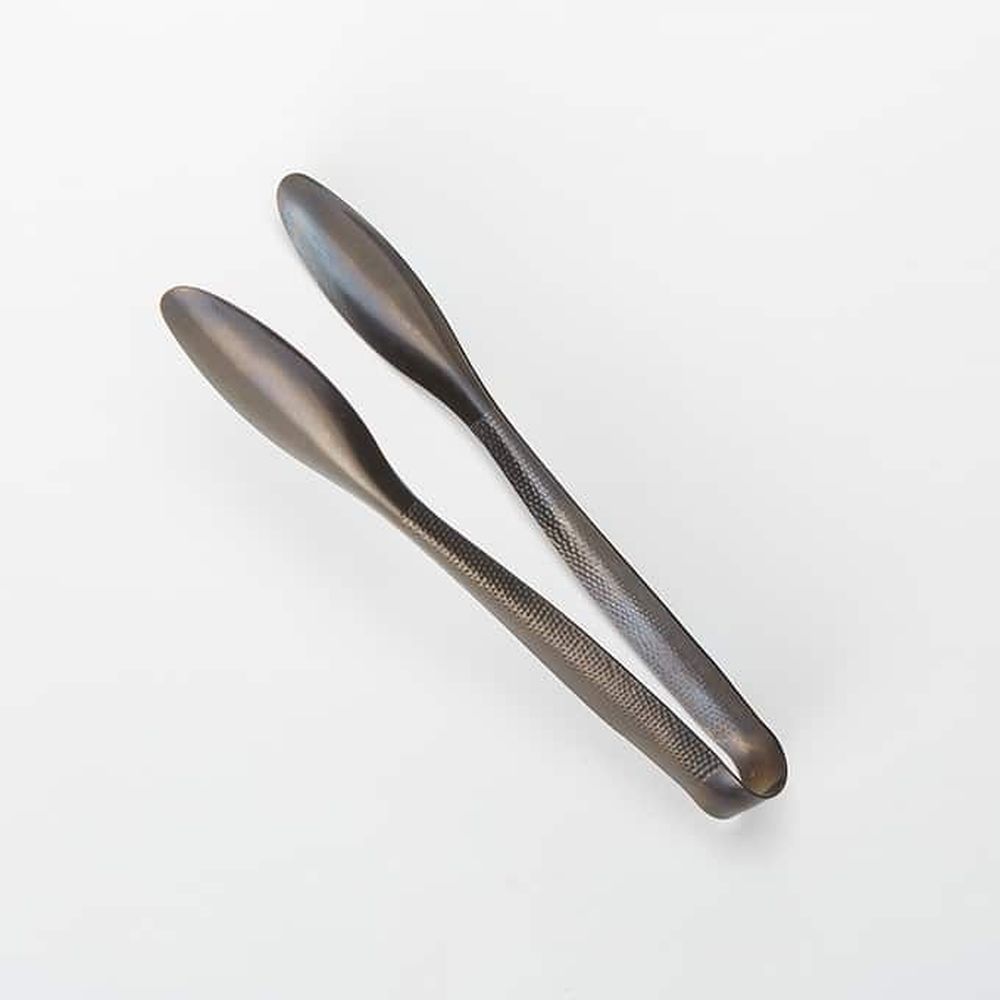 American Metalcraft Vintage Black Hammered Stainless Steel Serving Tong, 11 3/4 Inch Length