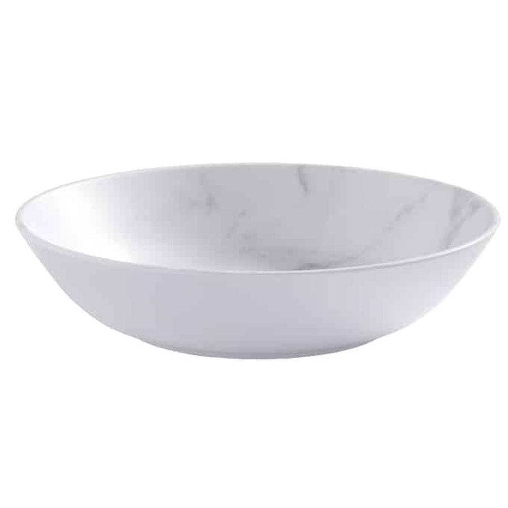 American Metalcraft Mix And Matte Collection White Marble Melamine 36 Ounce Round Coupe Bowl, 8-3/4 Inch Dia. X 2 Inch