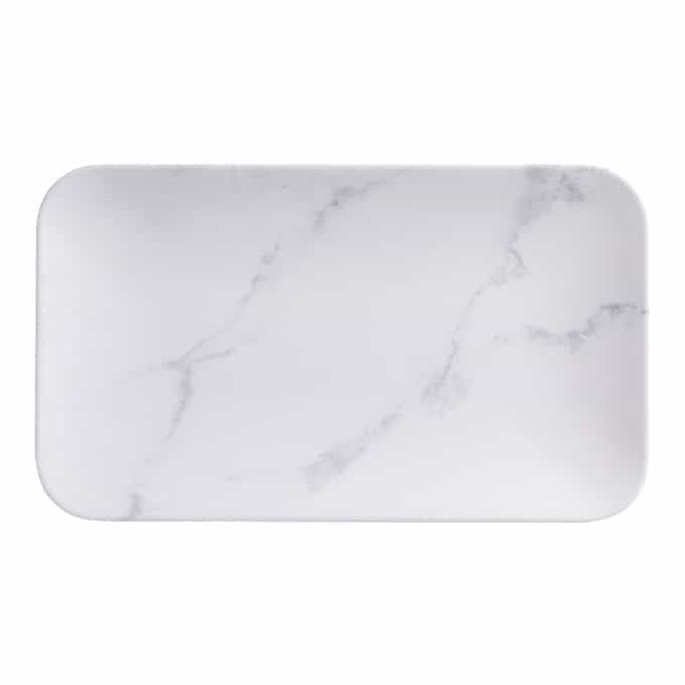 American Metalcraft Mix And Matte Collection White Marble Melamine Rectangular Platter, 12 X 7 X 1 Inch