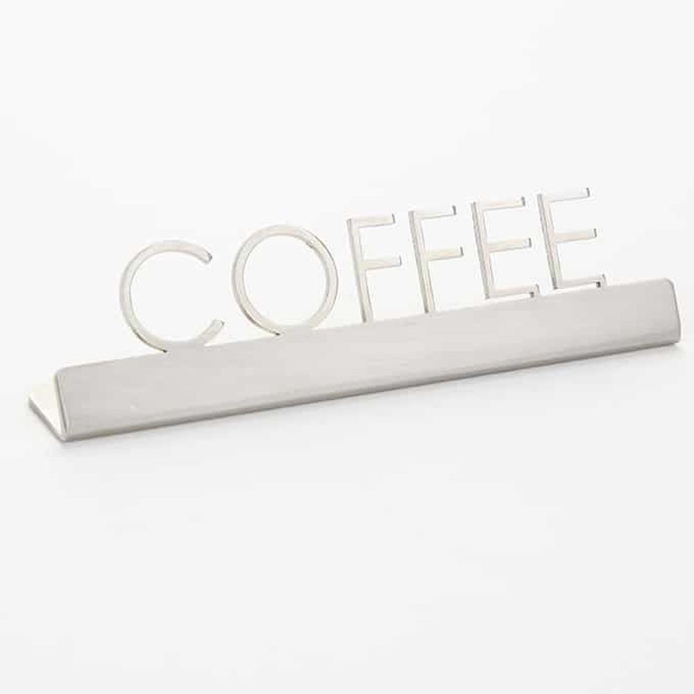 American Metalcraft Stainless Steel Laser Cut Coffee Sign, 5 X 3/4 X 1 1/4 Inch