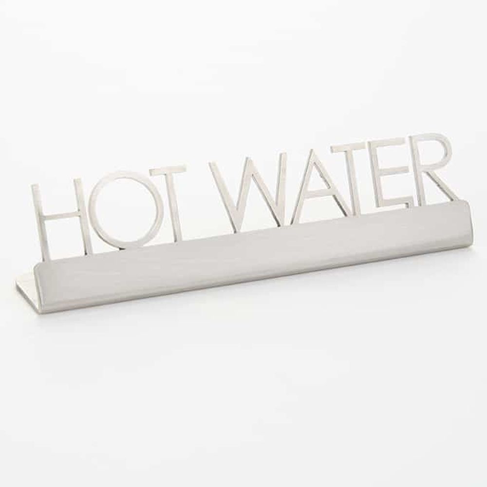 American Metalcraft Stainless Steel Laser Cut Hot Water Sign, 5 X 3/4 X 1 1/4 Inch