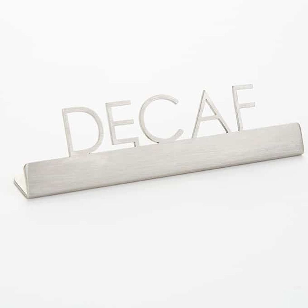 American Metalcraft Stainless Steel Laser Cut Decaf Sign, 5 X 3/4 X 1 1/4 Inch