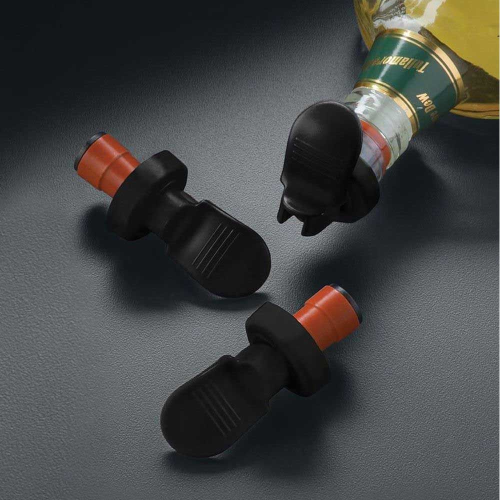 American Metalcraft Black Plastic Bottle Stopper, 1-1/4 Inch Dia. X 2-5/8 Inch Height -- 3 Per Case
