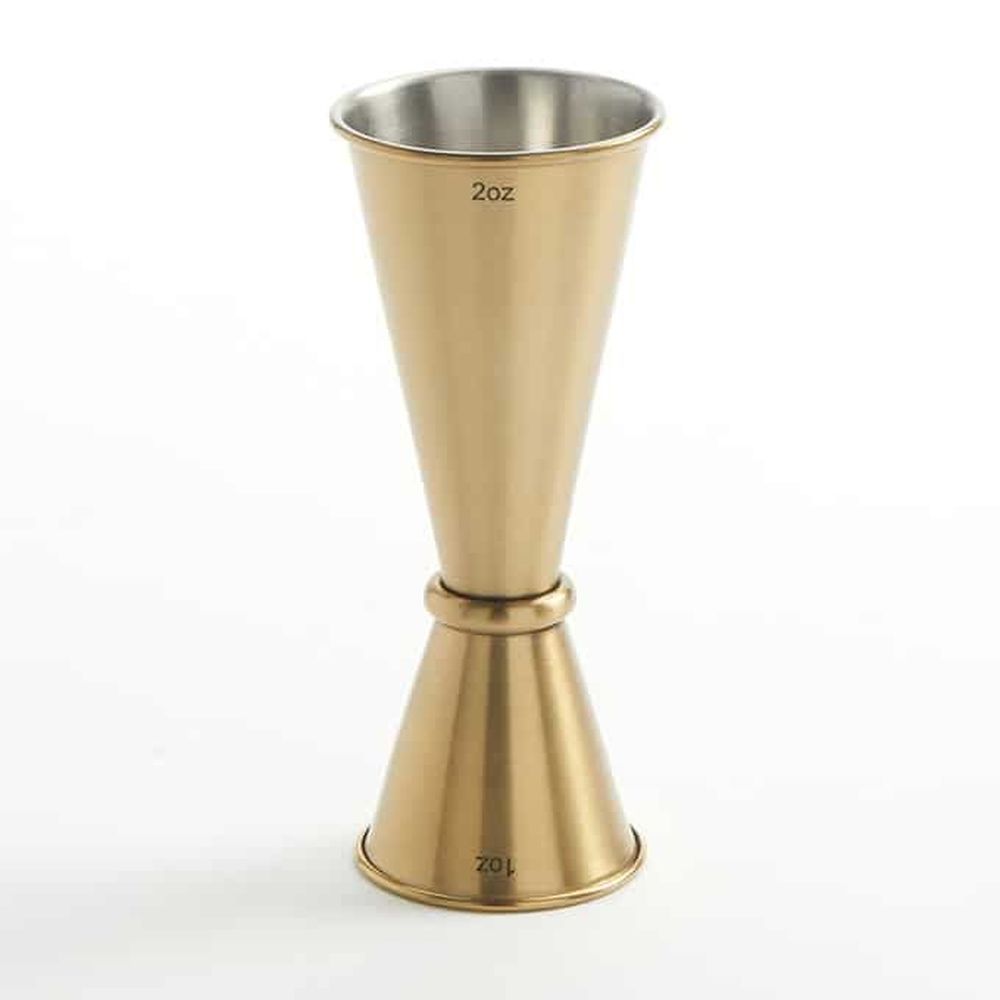 American Metalcraft Gold Brushed Stainless Steel Japanese Style Jigger, 1 X 2 Ounce Capacity