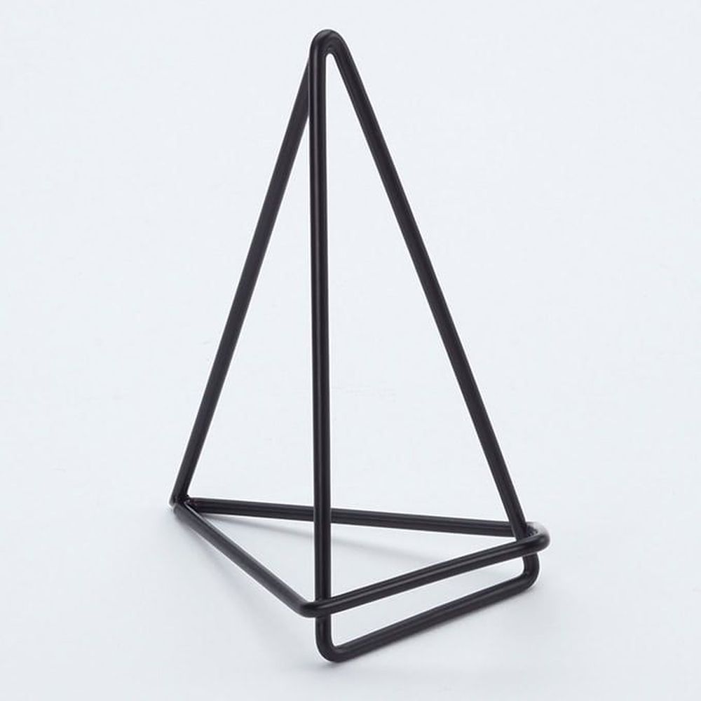 American Metalcraft Black Iron Geometric Card Holder, 3 1/2 X 2 X 4 Inch