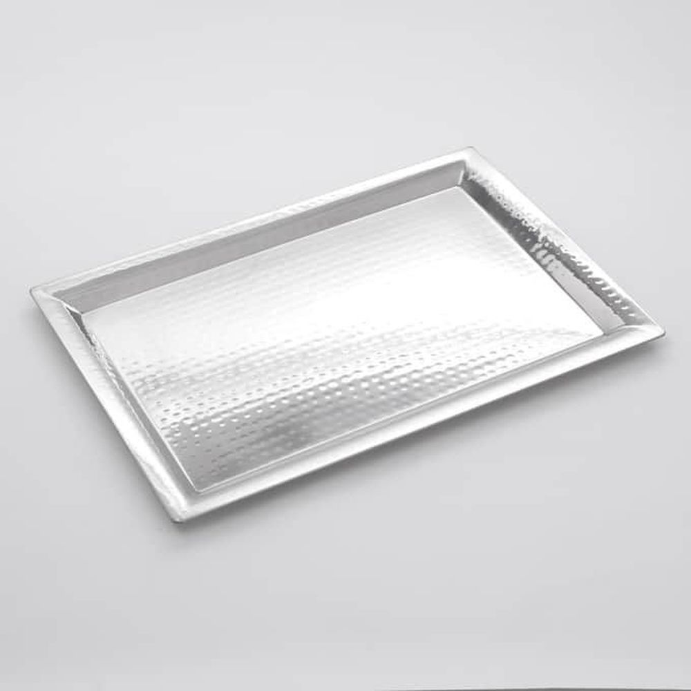 American Metalcraft Hammered Stainless Steel Platter, 16-5/8 X 11-1/4 X 3/8 Inch