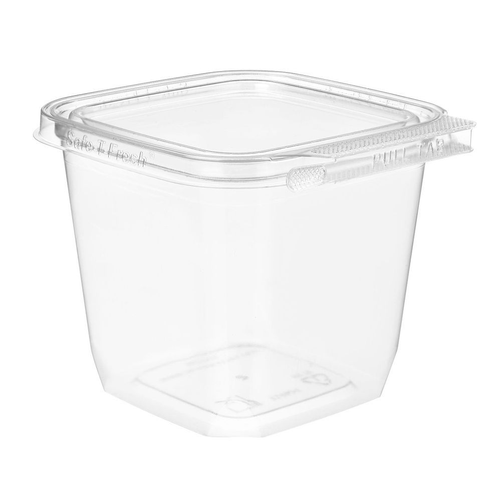 Safe-t-fresh Pet Square Single Compartment Hinged Container, 24 Ounce Capacity -- 264 Per Case