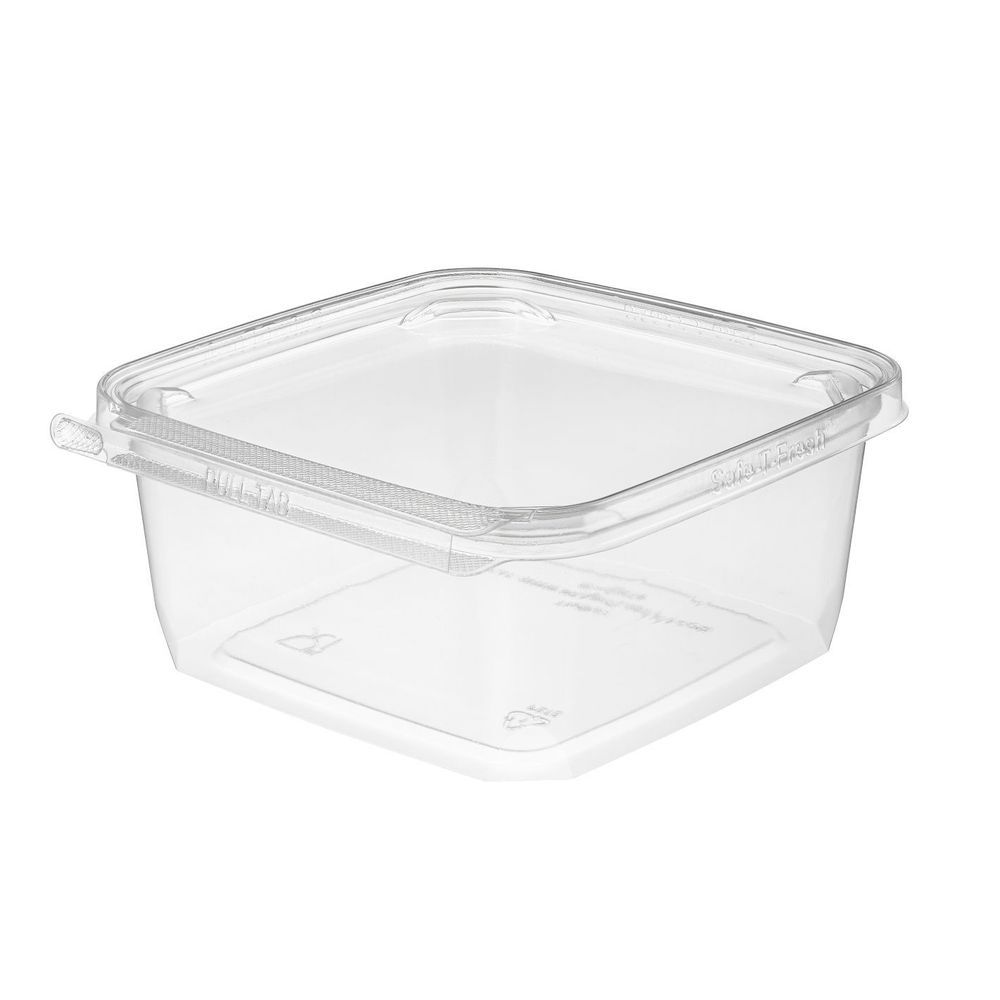 Safe-t-fresh Snackware Pet Square Single Compartment Container, 32 Ounce Capacity -- 252 Per Case