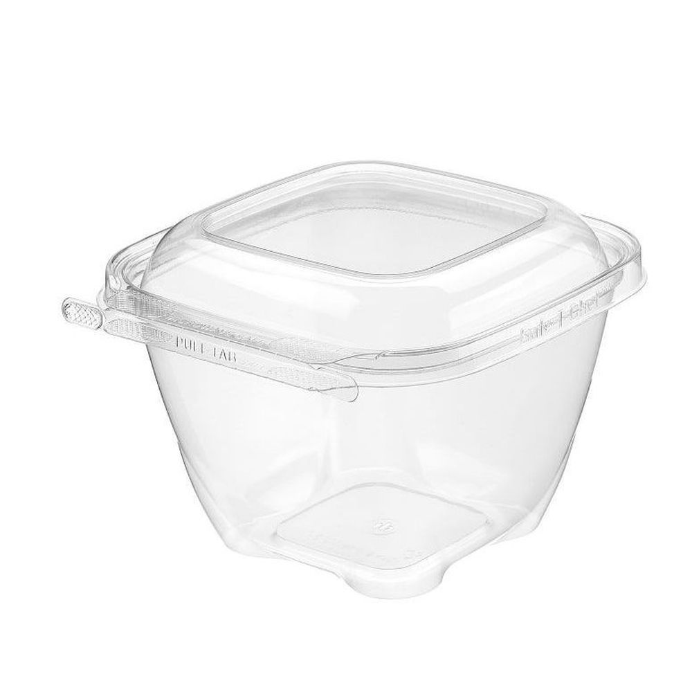 Safe-t-chef Clear Polypropylene Square Single Compartment Tamper Evident Clamshell, 32 Ounce Capacity -- 224 Per Case