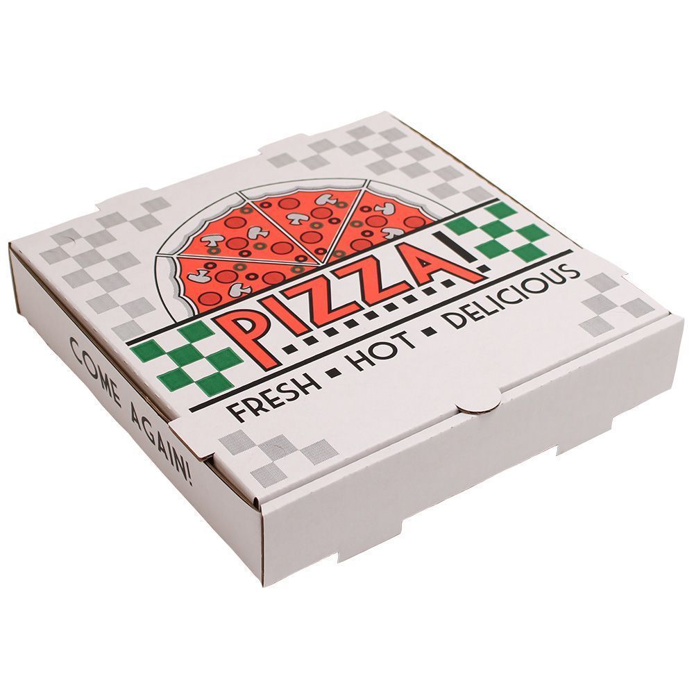 Arvco White/kraft Stock Print B Flute Pizza Box, 10 Inch -- 50 Per Case