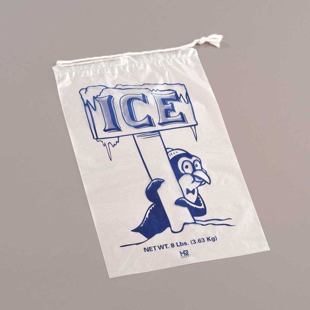 Hilex Penguin Print Drawstring Ice Bag, 20 Pound Capacity -- 250 Per Case