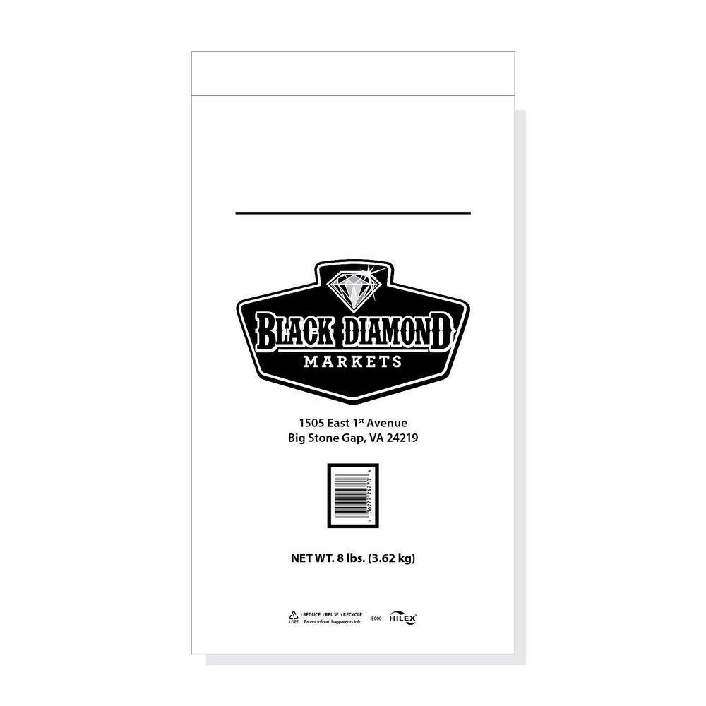 Hilex Plastic Black Diamond Print Wicket Ice Bag, 8 Pound Capacity -- 1000 Per Case