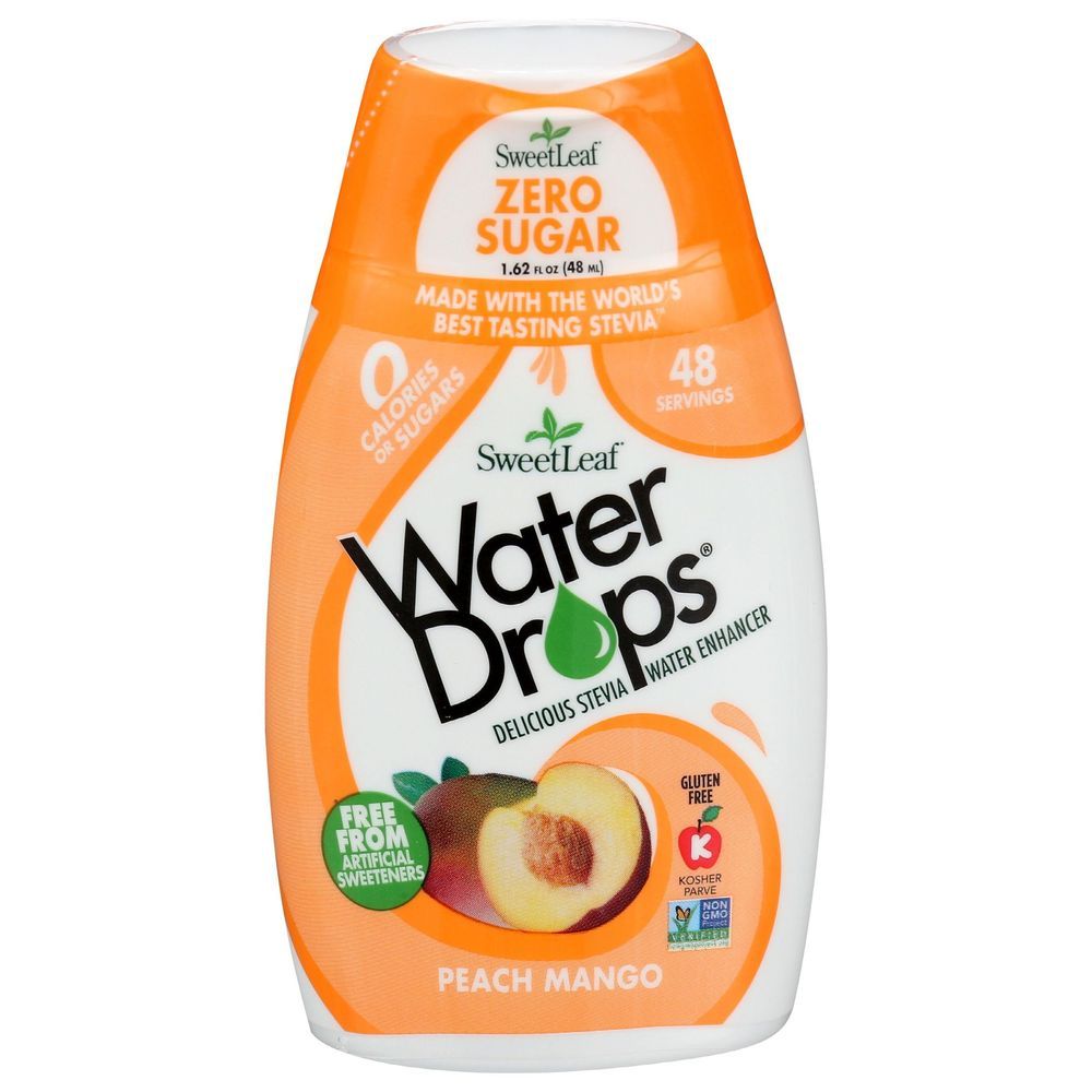 Sweetleaf Organic Peach Mango Water Drops Enhancer, 1.62 Fluid Ounce -- 12 Per Case