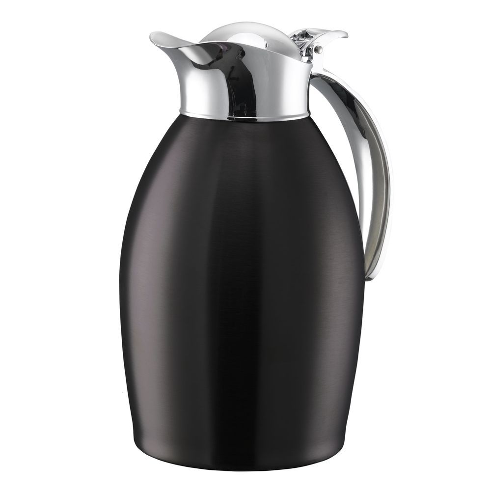 Service Ideas Nicollet Series Black Onyx Finish Stainless Vacuum Insulated Carafe With Flip-top Lid, 1 Liter Capacity