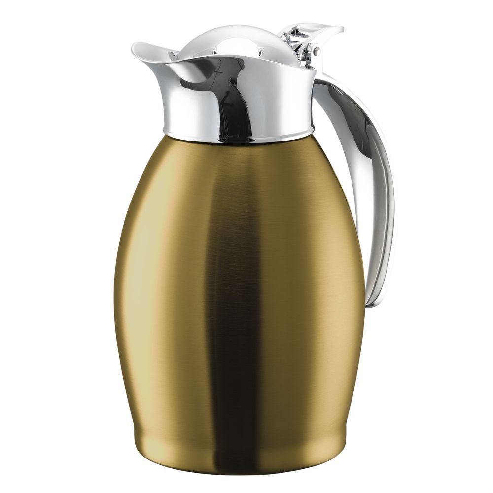 Service Ideas Nicollet Series Vintage Gold Finish Stainless Vacuum Insulated Carafe With Flip-top Lid, 0.6 Liter Capacity