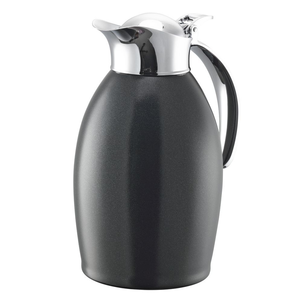 Service Ideas Nicollet Series Radiant Black Finish Stainless Vacuum Insulated Carafe With Flip-top Lid, 1 Liter Capacity