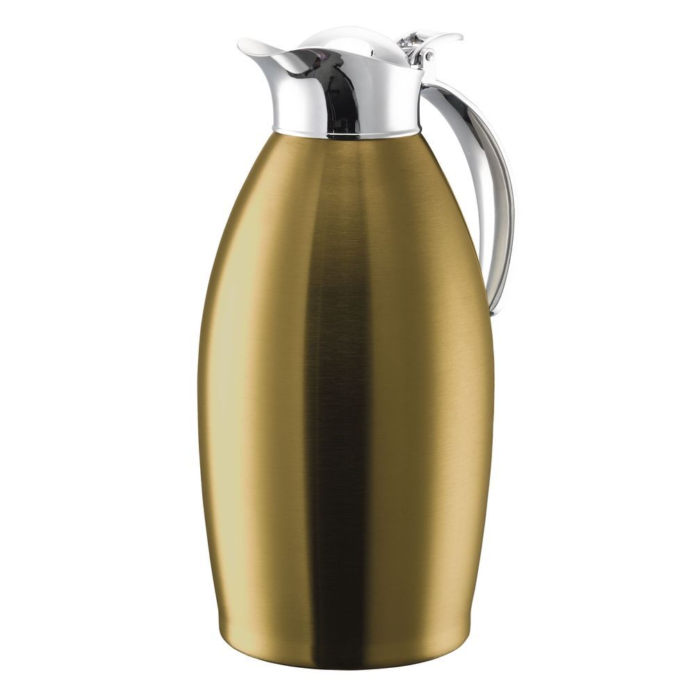Service Ideas Nicollet Series Vintage Gold Finish Stainless Vacuum Insulated Carafe With Flip-top Lid, 1.5 Liter Capacity