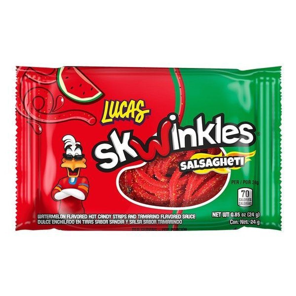 Lucas Skwinkles Salsagheti Watermelon Flavor Candy, 0.85 Ounce -- 12 Per Case