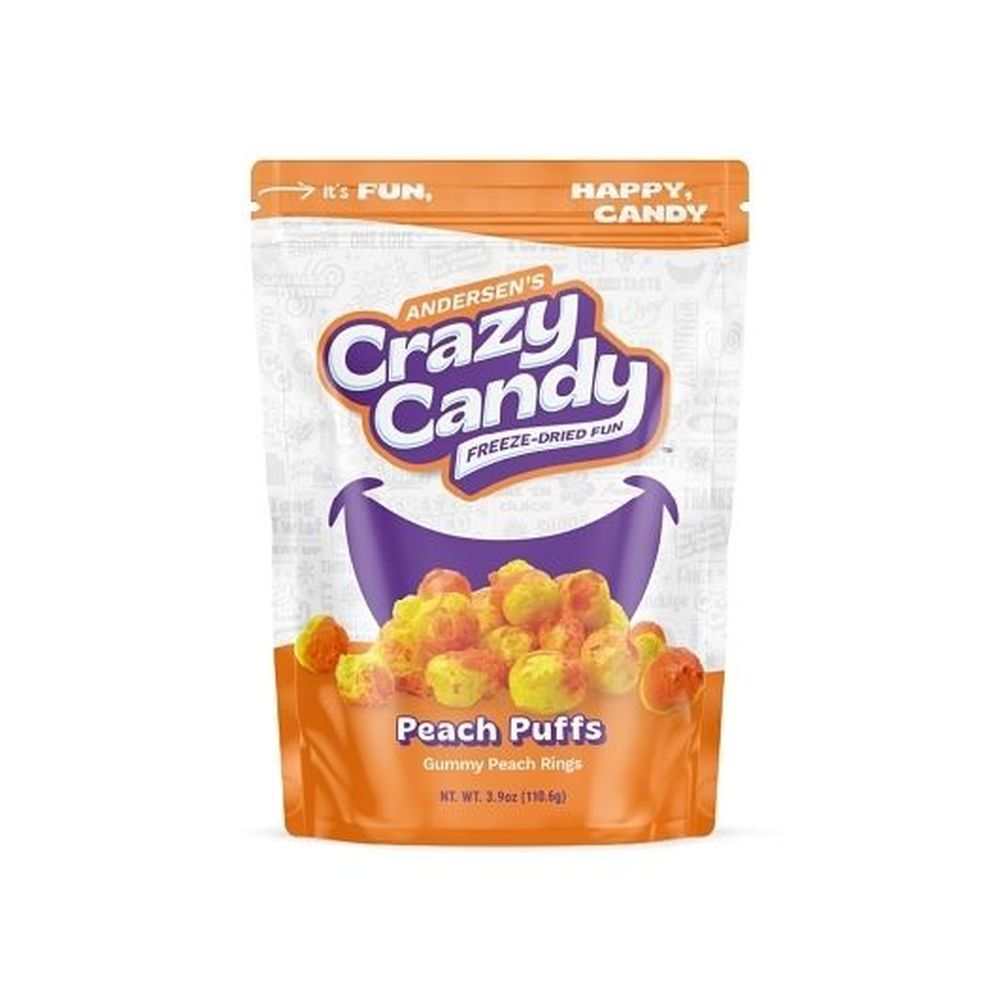 Crazy Candy Peach Puffs Gummy Peach Rings, 2.4 Ounce -- 12 Per Case